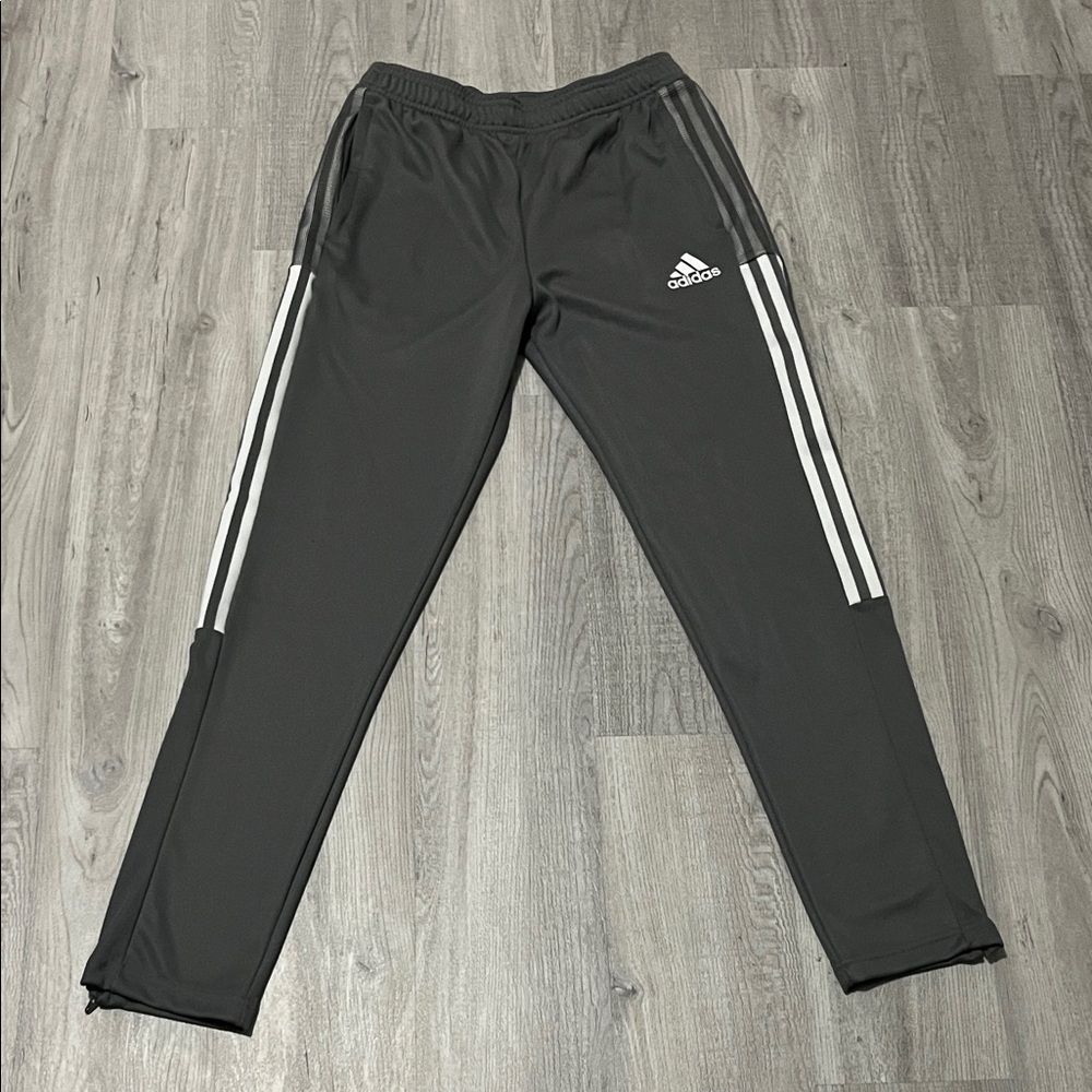 Adidas Aeroready Grey Track Pants Joggers Stripes, Zipper Pockets, Mesh Detail